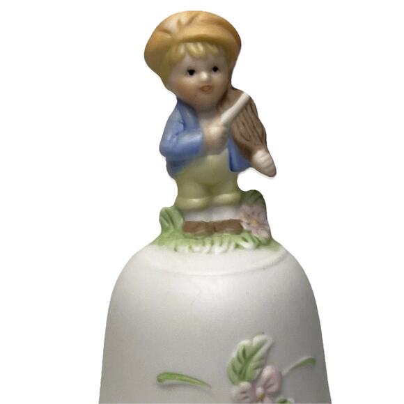 Homco Bell Figurine Porcelain Boy Playing Violin Fiddle 1416 Vintage - Picture 10 of 10